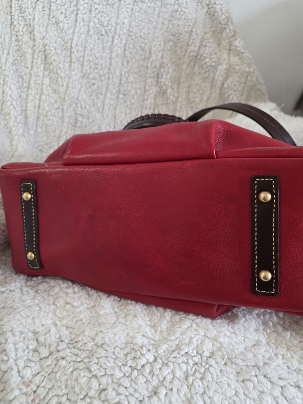 Dooney & Bourke Florentine Stanwich Satchel Red Brown Tmoro Trim NWOT - Picture 9 of 16